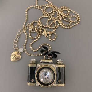 Betsey Johnson Camera Pendant Slider Necklace